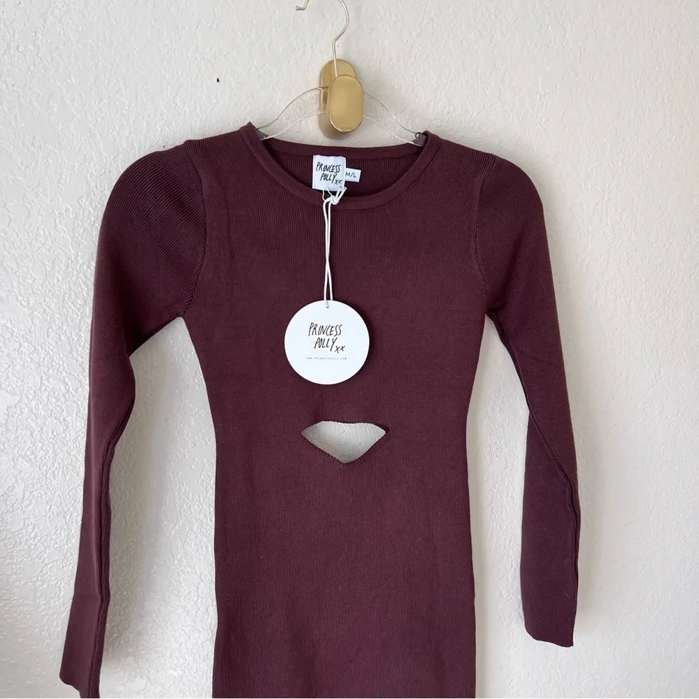 NEW Princess Polly SERENITY MINI DRESS BROWN size L - Picture 9 of 9